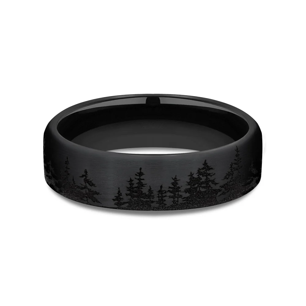 The Alpine Men's Wedding Band in Black Titanium - 6.5mm Width by Forge - Image 3