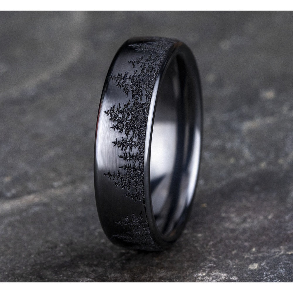 The Alpine Men's Wedding Band in Black Titanium - 6.5mm Width by Forge - Image 4