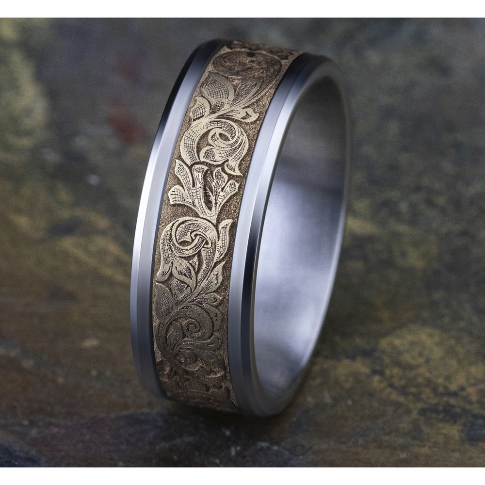 The Ambassador Men's Wedding Band in 14K White and Yellow Gold - 8mm Width by Benchmark - Image 4