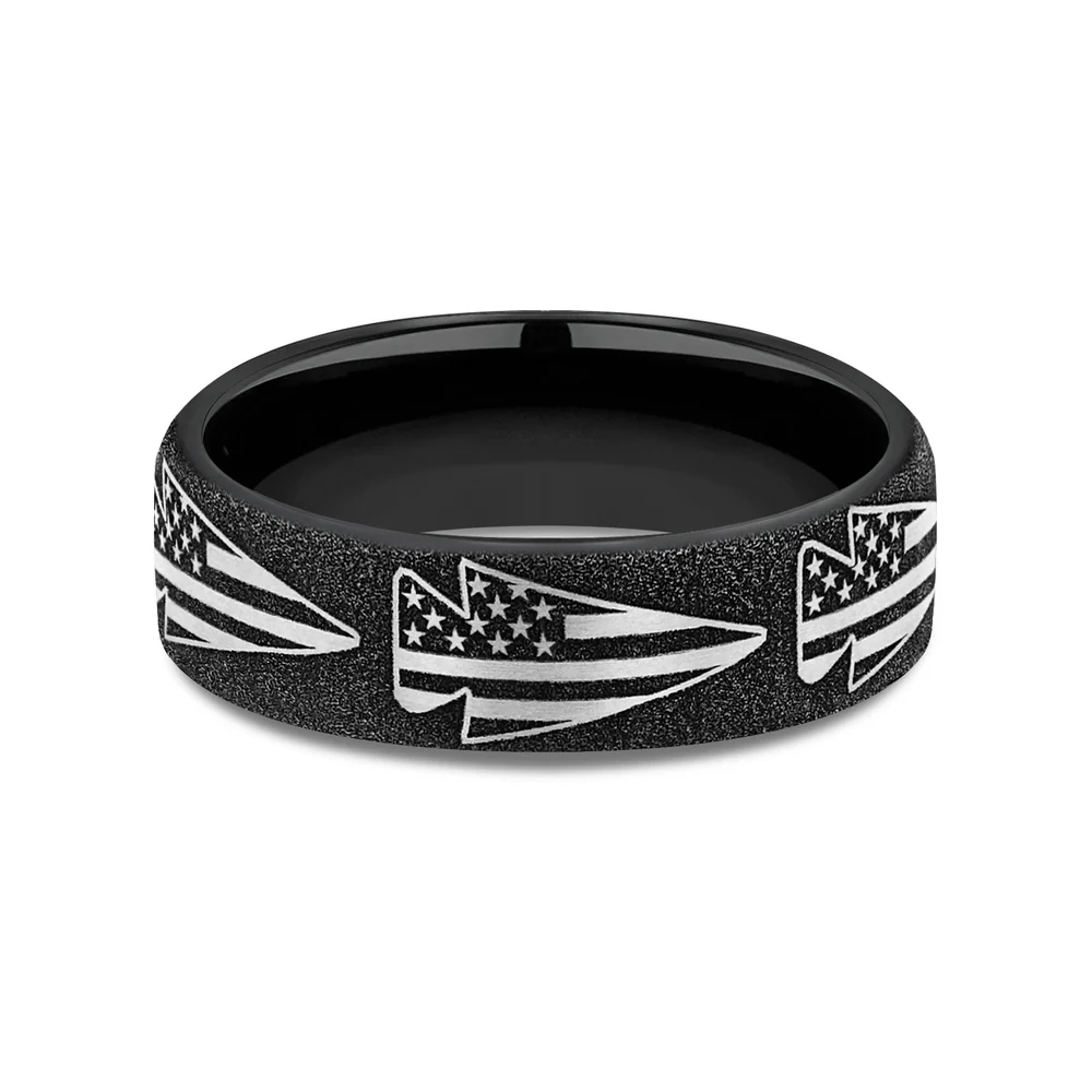 The American Men's Wedding Band in Grey-Black Titanium - 6.5mm Width by Brook and Branch - Image 3