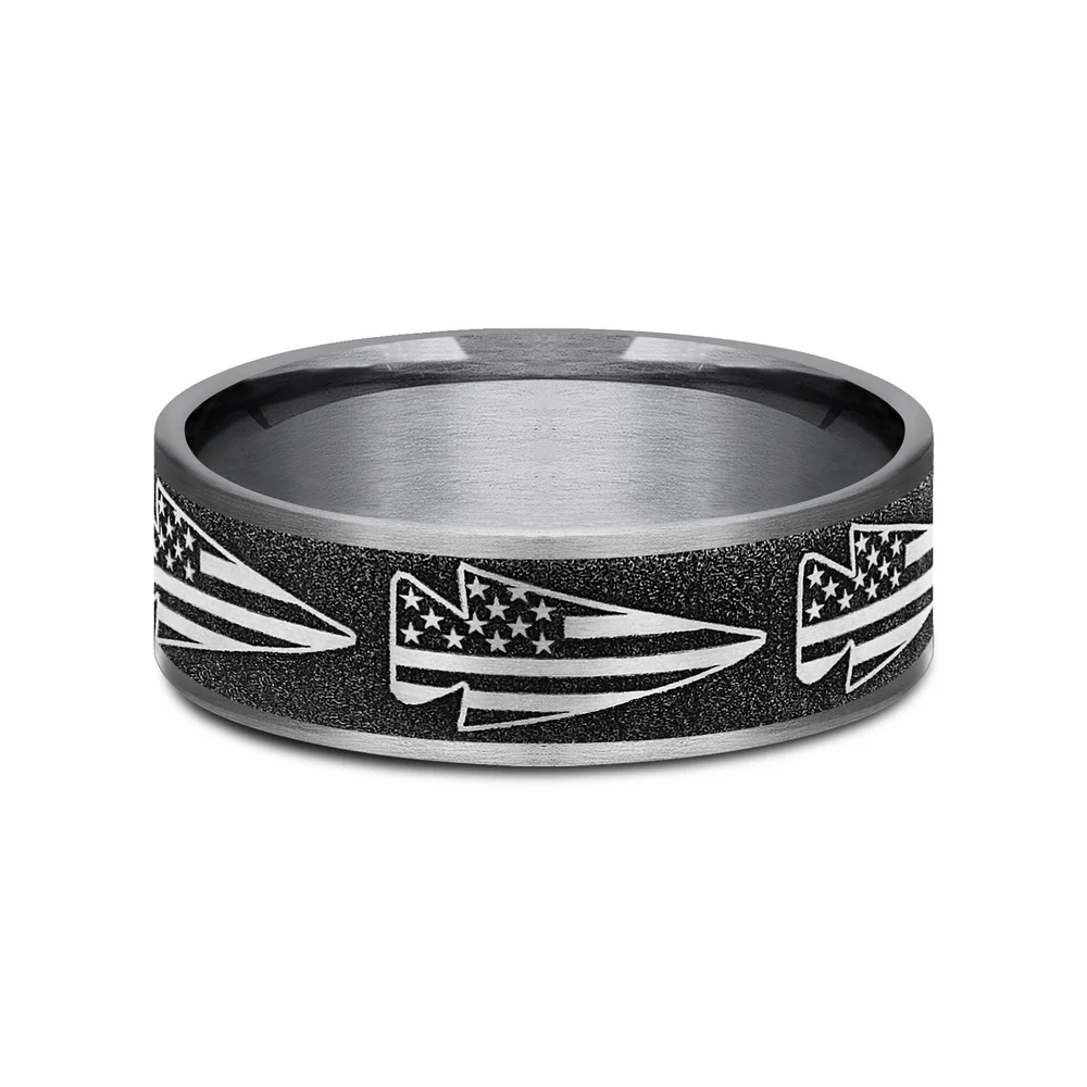 The American Men's Wedding Band in Grey Tantalum and Grey-Black Titanium - 7.5mm Width by Brook and Branch - Image 3