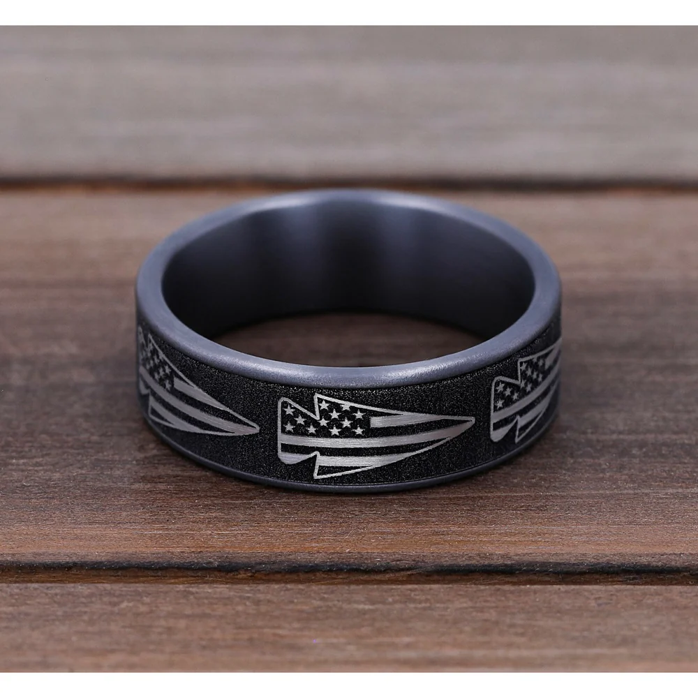The American Men's Wedding Band in Grey Tantalum and Grey-Black Titanium - 7.5mm Width by Brook and Branch - Image 4