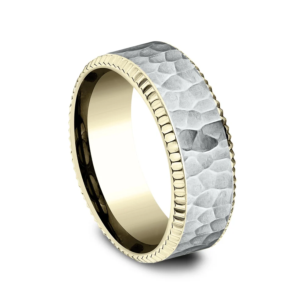 The Anderson Men's Wedding Band in 14K Yellow and White Gold - 8mm Width by Benchmark - Image 2