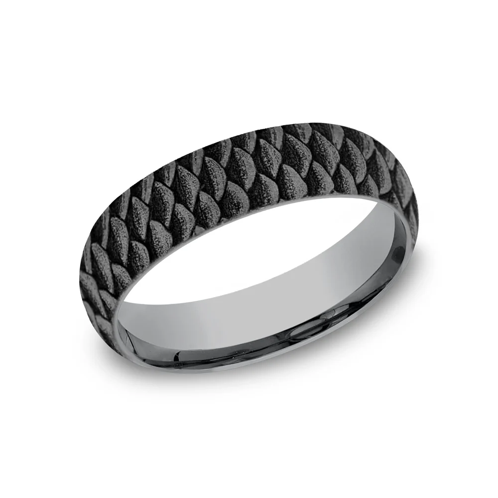The Angler Men's Wedding Band in Grey Tantalum - 6mm Width by Brook and Branch