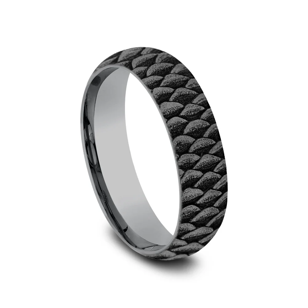The Angler Men's Wedding Band in Grey Tantalum - 6mm Width by Brook and Branch - Image 2