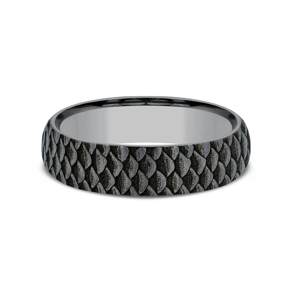 The Angler Men's Wedding Band in Grey Tantalum - 6mm Width by Brook and Branch - Image 3