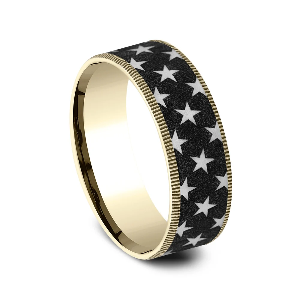 The Anthem Men's Wedding Band in 14K Yellow and Grey/Black Titanium - 7.5mm Width by Brook and Branch - Image 2