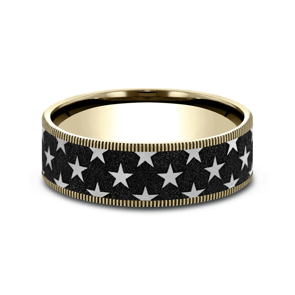 The Anthem Men's Wedding Band in 14K Yellow and Grey/Black Titanium - 7.5mm Width by Brook and Branch - Image 3