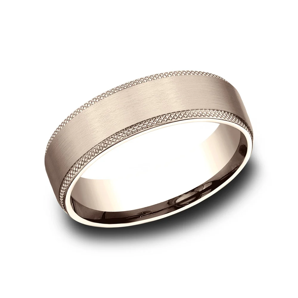 The Apex Men's Wedding Band in 14K Rose Gold - 6.5mm Width by Benchmark