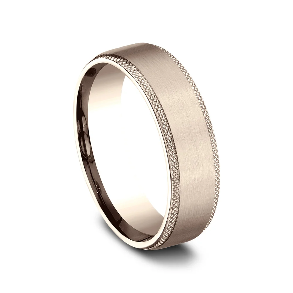 The Apex Men's Wedding Band in 14K Rose Gold - 6.5mm Width by Benchmark - Image 2