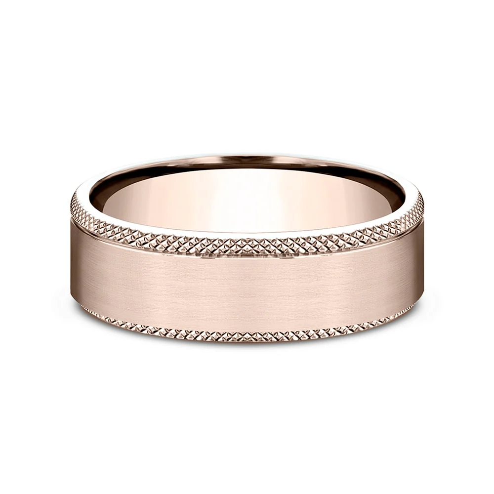 The Apex Men's Wedding Band in 14K Rose Gold - 6.5mm Width by Benchmark - Image 3