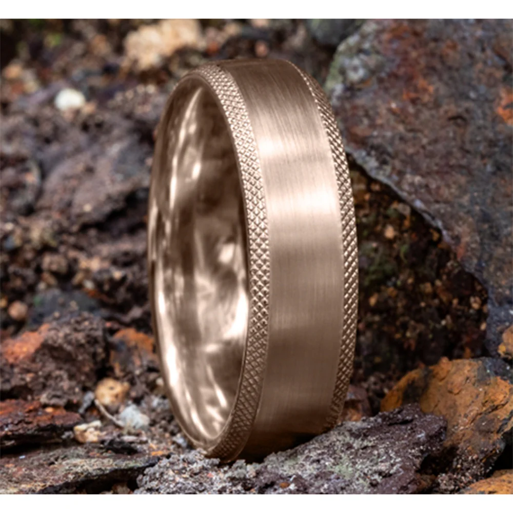 The Apex Men's Wedding Band in 14K Rose Gold - 6.5mm Width by Benchmark - Image 4