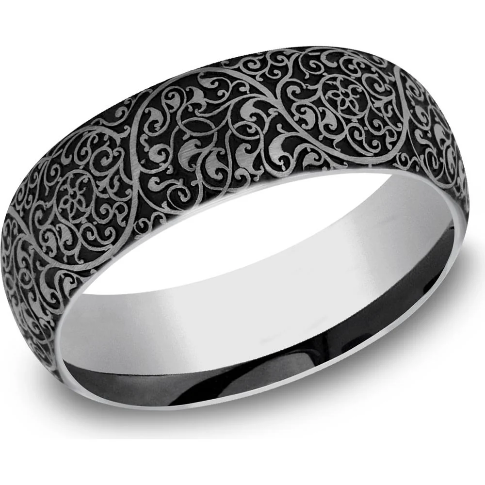 The Arabesque Men's Wedding Band in Tungsten - 8mm Width by Forge