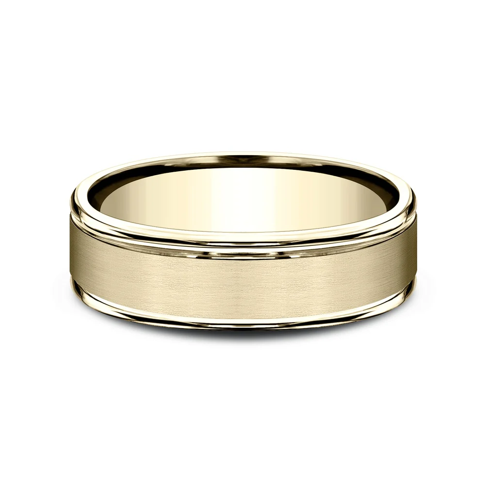 The Arcadia Men's Wedding Band in 14K Yellow Gold - 6.5mm by Benchmark - Image 3