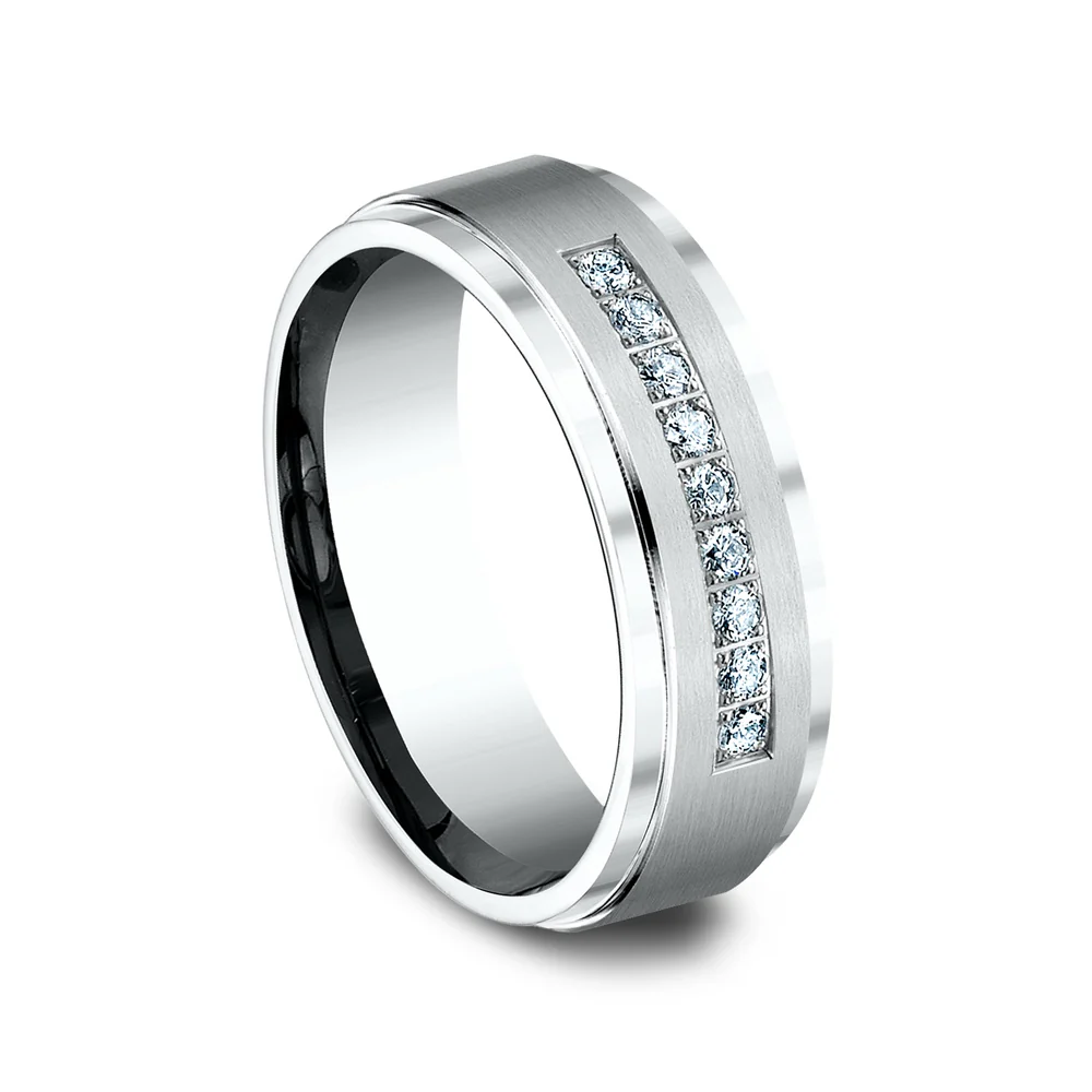 The Archduke Men's Wedding Band in 14K White Gold - 7mm Width by Benchmark - Image 2