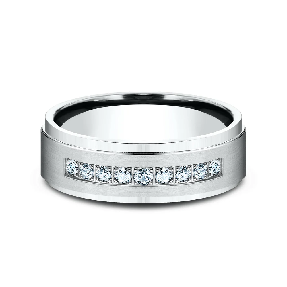 The Archduke Men's Wedding Band in 14K White Gold - 7mm Width by Benchmark - Image 3