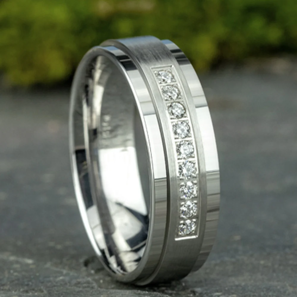 The Archduke Men's Wedding Band in 14K White Gold - 7mm Width by Benchmark - Image 4