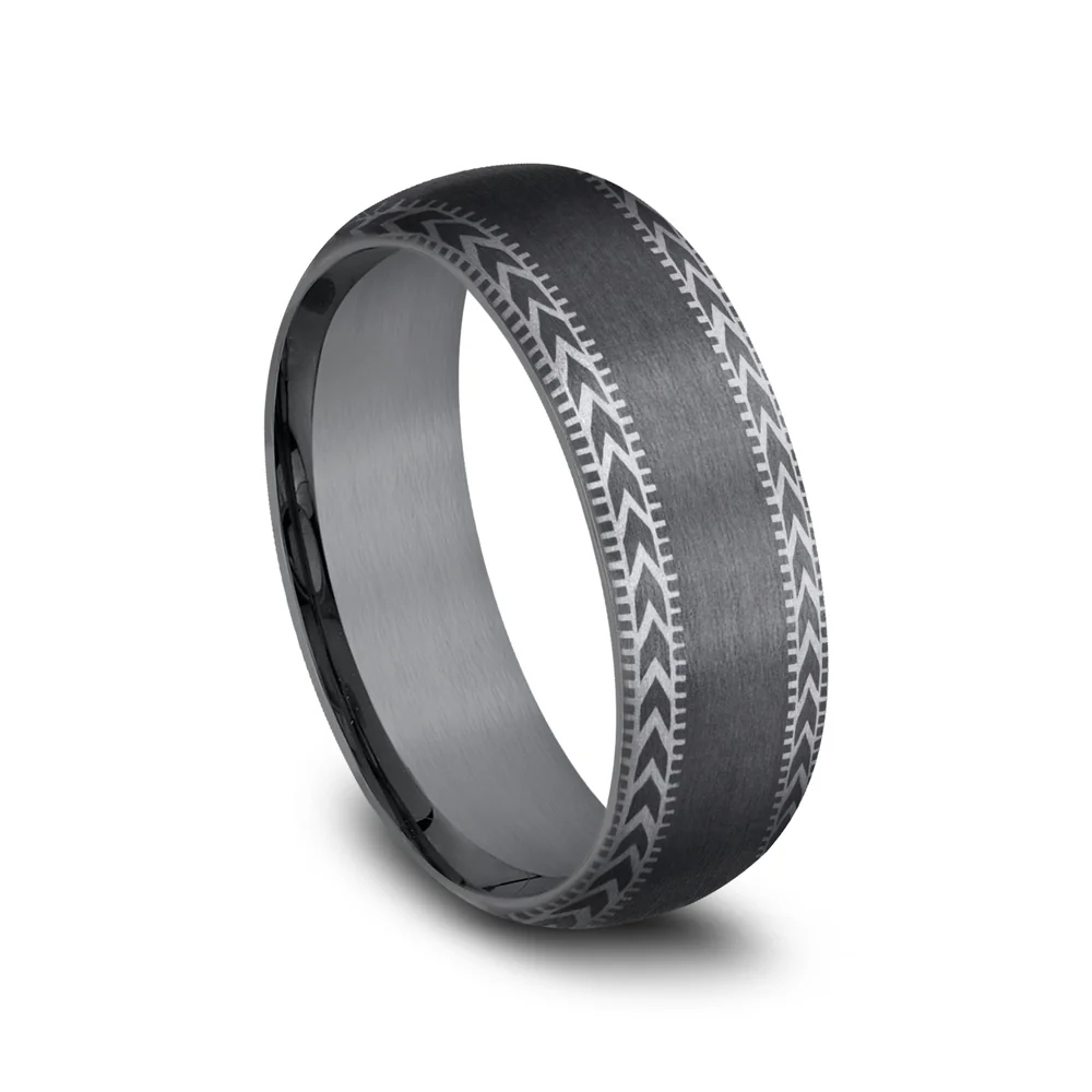 The Archer Men's Wedding Band in Darkened Tantalum - 8mm Width by Tantalum - Image 2