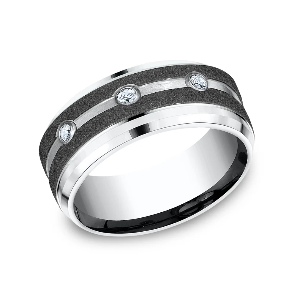 The Architect Men's Wedding Band in White Cobalt - 9mm Width by Forge