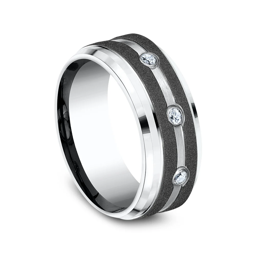 The Architect Men's Wedding Band in White Cobalt - 9mm Width by Forge - Image 2