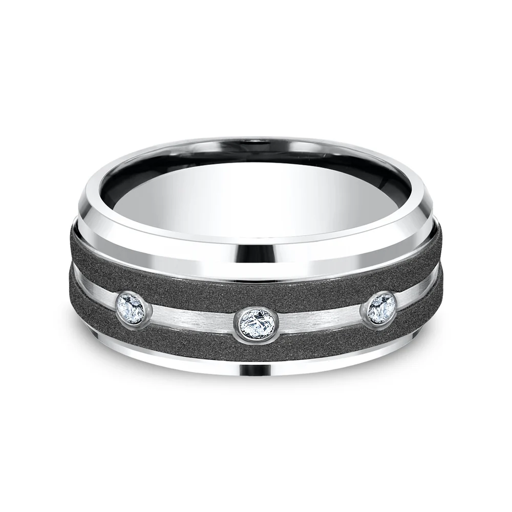 The Architect Men's Wedding Band in White Cobalt - 9mm Width by Forge - Image 3