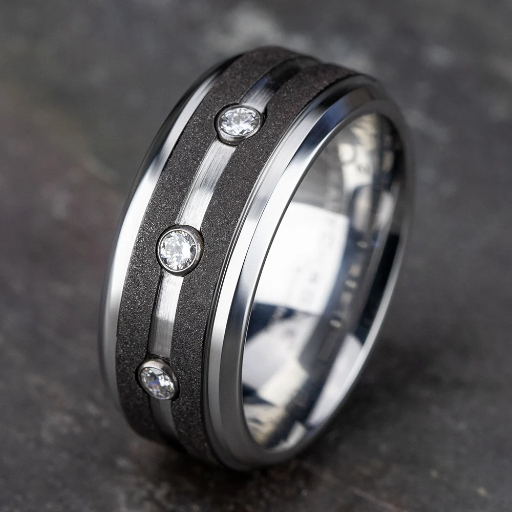 The Architect Men's Wedding Band in White Cobalt - 9mm Width by Forge - Image 4