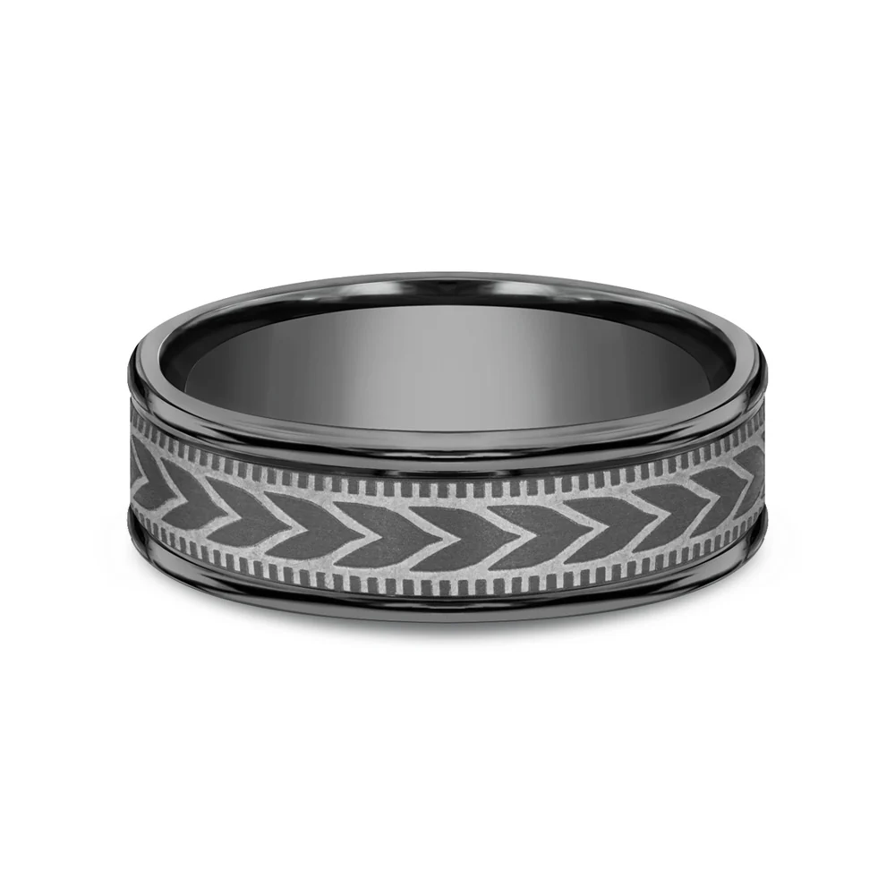 The Arrow Men's Wedding Band in Darkened Tantalum - 7mm Width by Tantalum - Image 3