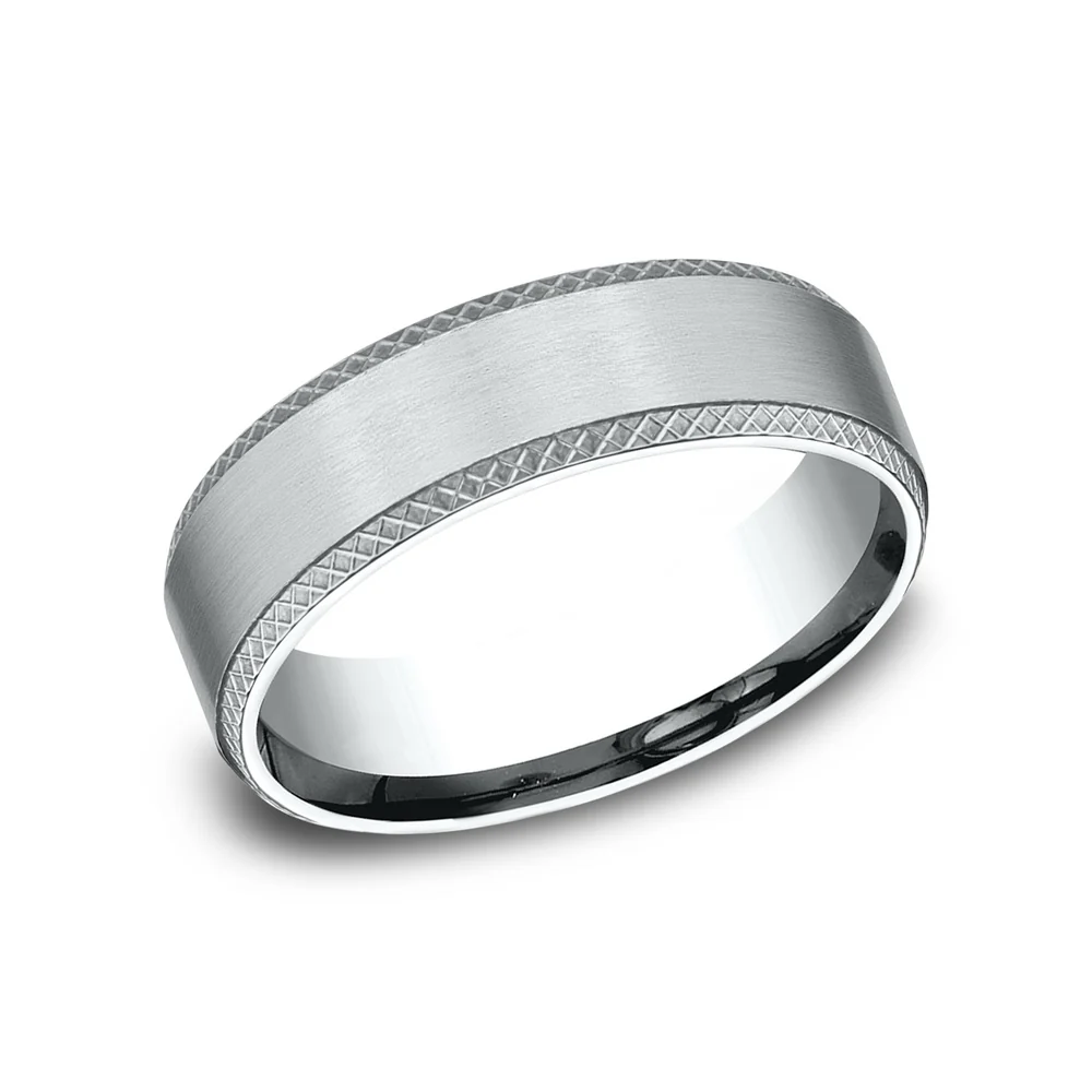 The Assassin Men's Wedding Band in 14K White Gold - 6.5mm Width by Benchmark