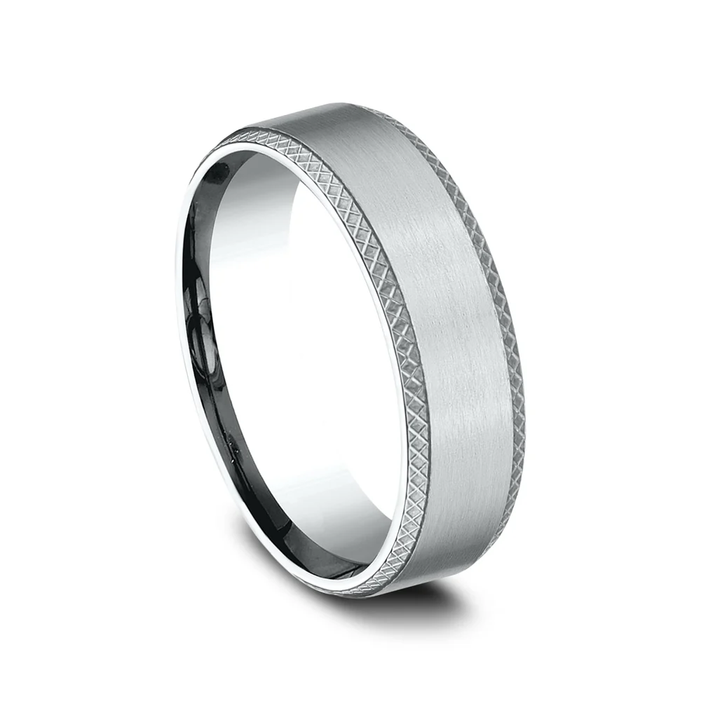 The Assassin Men's Wedding Band in 14K White Gold - 6.5mm Width by Benchmark - Image 2