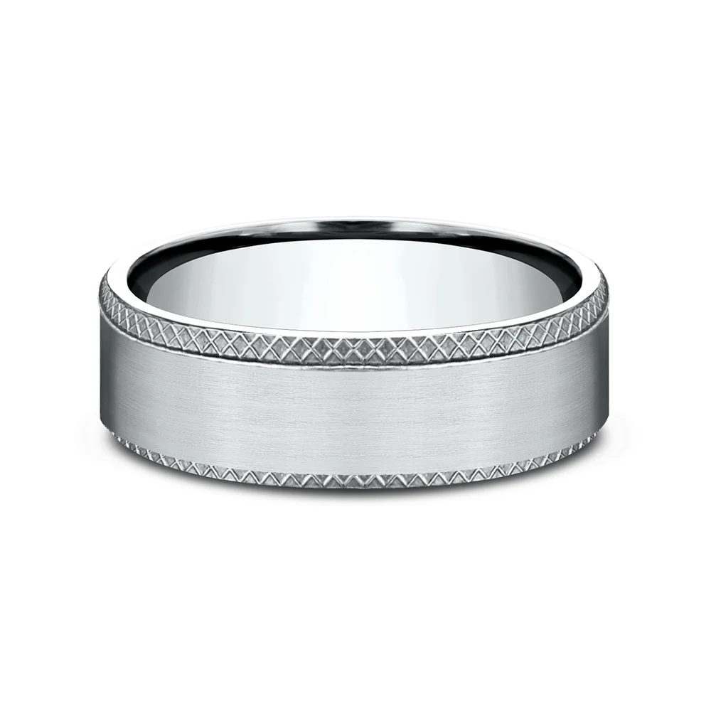 The Assassin Men's Wedding Band in 14K White Gold - 6.5mm Width by Benchmark - Image 3