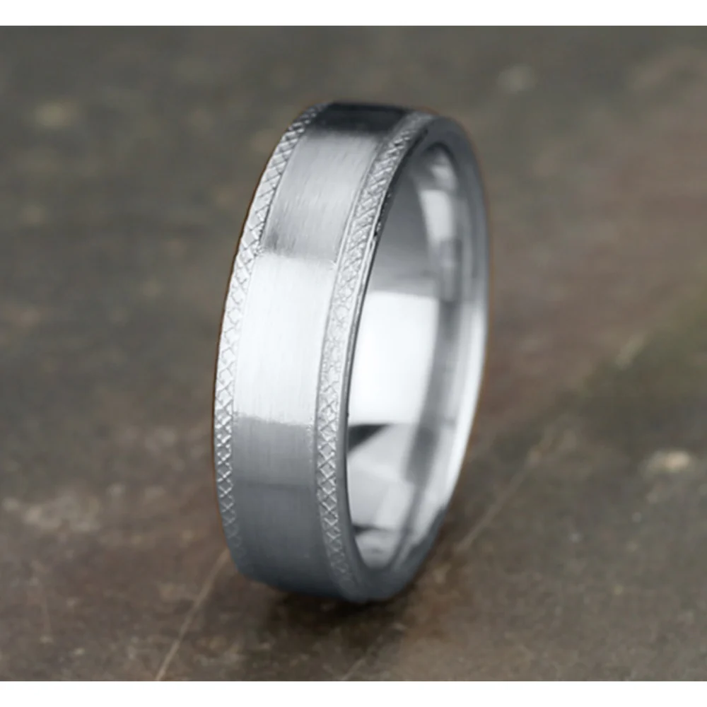 The Assassin Men's Wedding Band in 14K White Gold - 6.5mm Width by Benchmark - Image 4