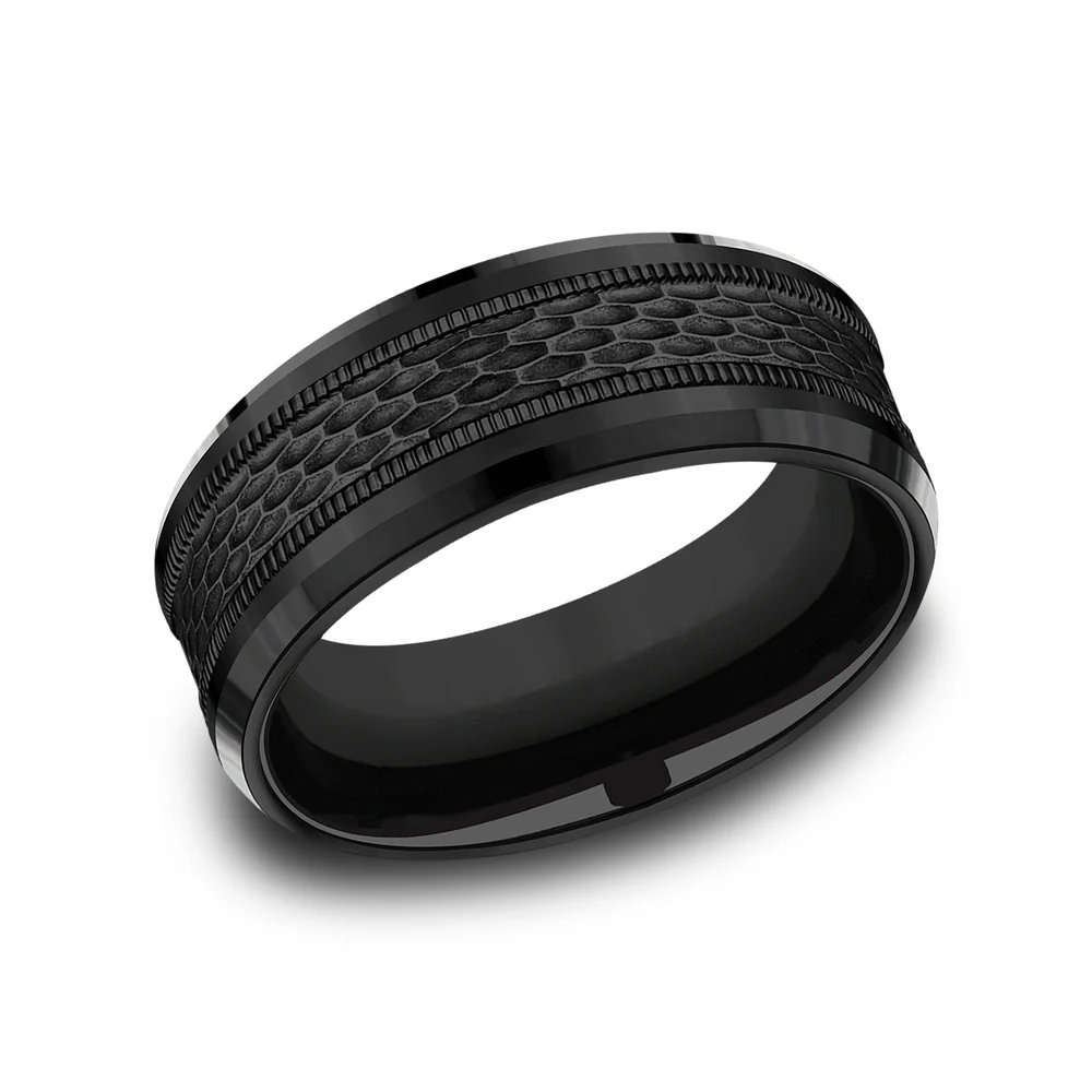 The Athlete Men's Wedding Band in Black Titanium - 8mm Width by Forge