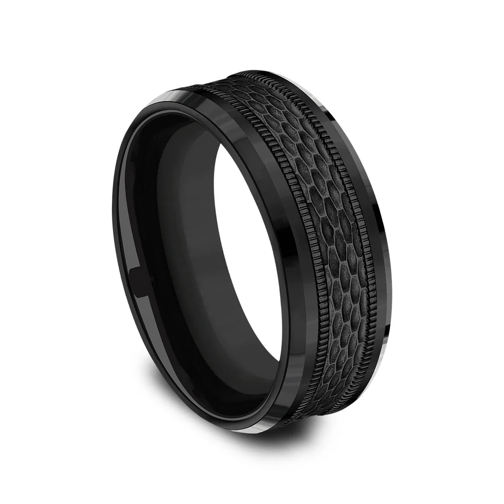 The Athlete Men's Wedding Band in Black Titanium - 8mm Width by Forge - Image 2