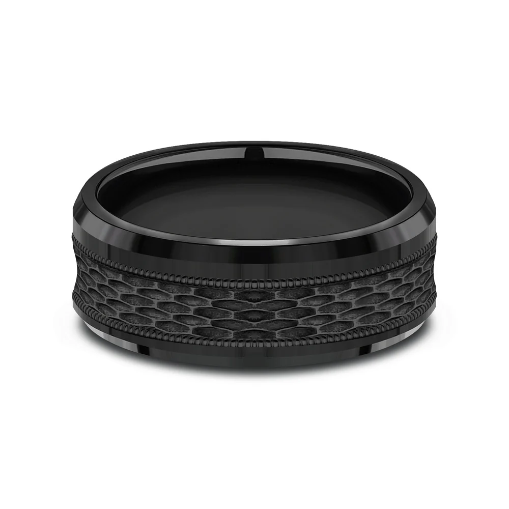 The Athlete Men's Wedding Band in Black Titanium - 8mm Width by Forge - Image 3