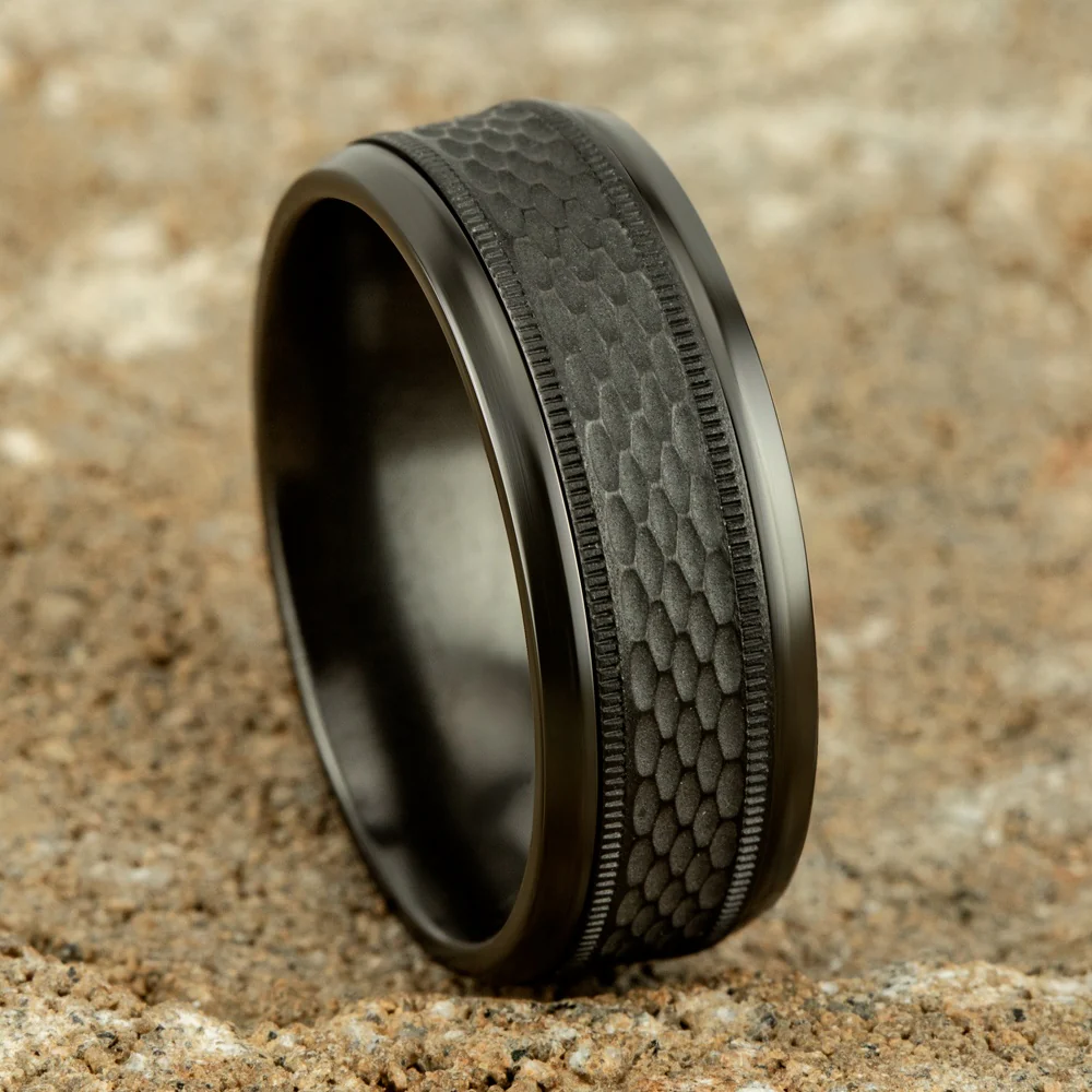 The Athlete Men's Wedding Band in Black Titanium - 8mm Width by Forge - Image 4