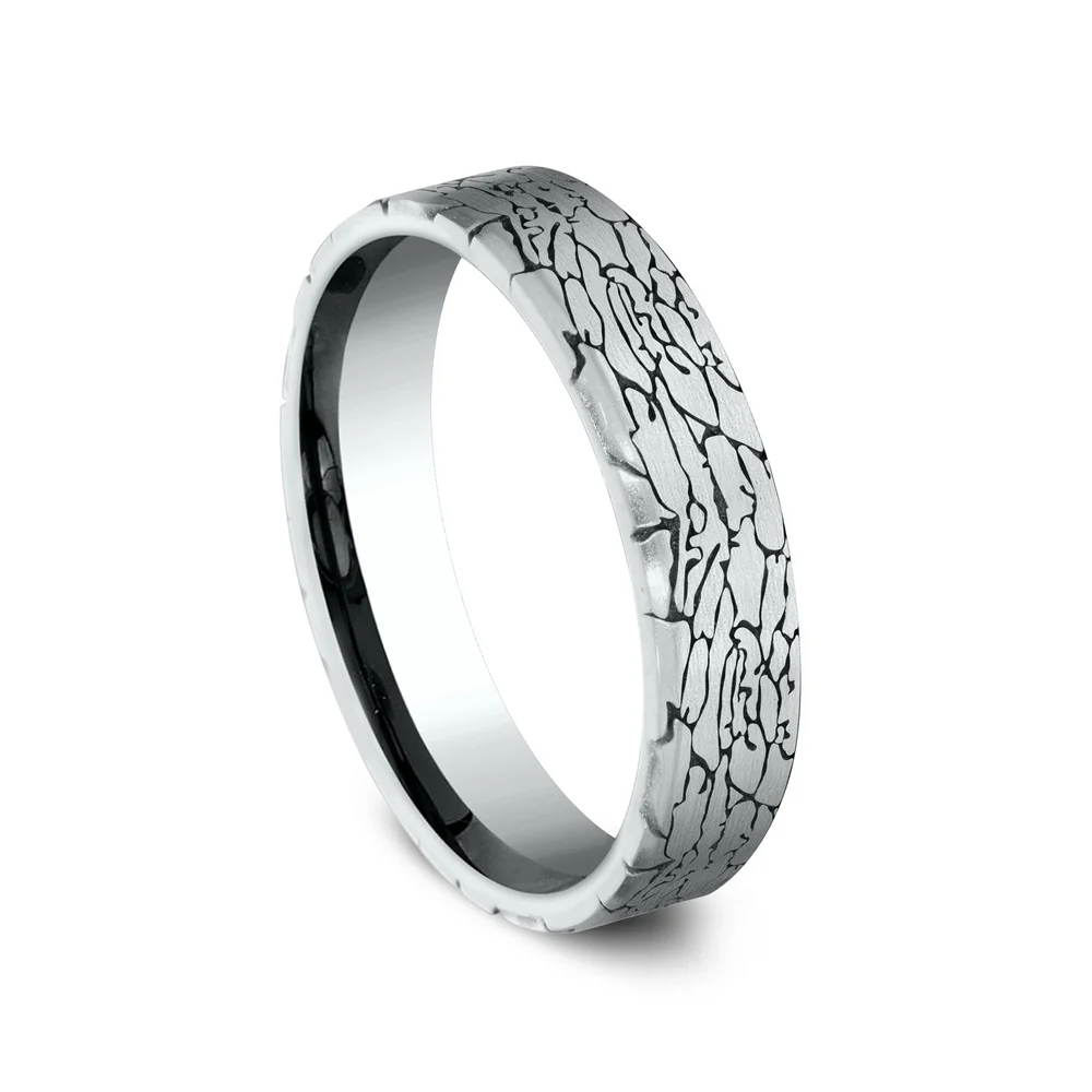 The Avalon Men's Wedding Band in 14K White Gold - 5mm Width by Benchmark - Image 2