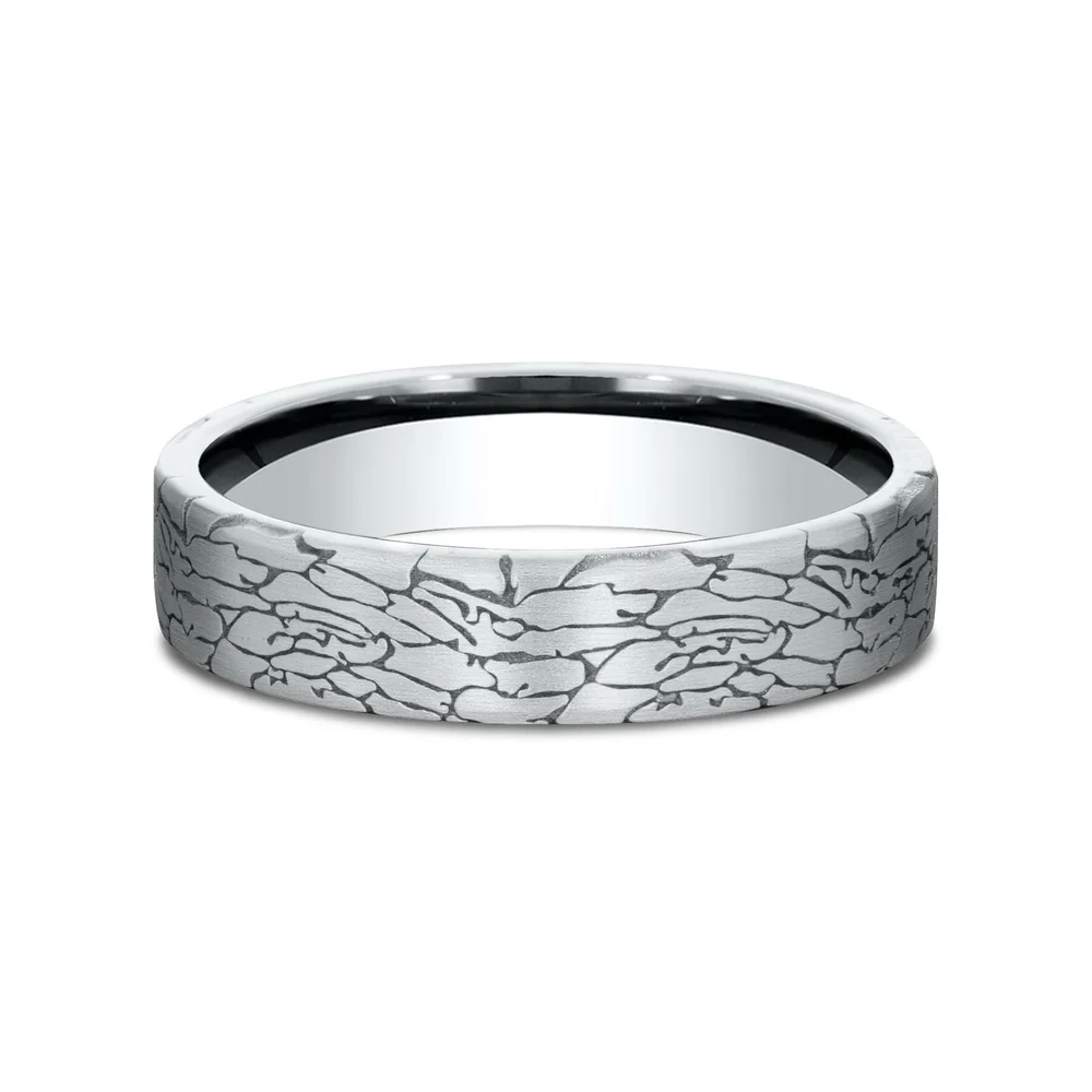 The Avalon Men's Wedding Band in 14K White Gold - 5mm Width by Benchmark - Image 3