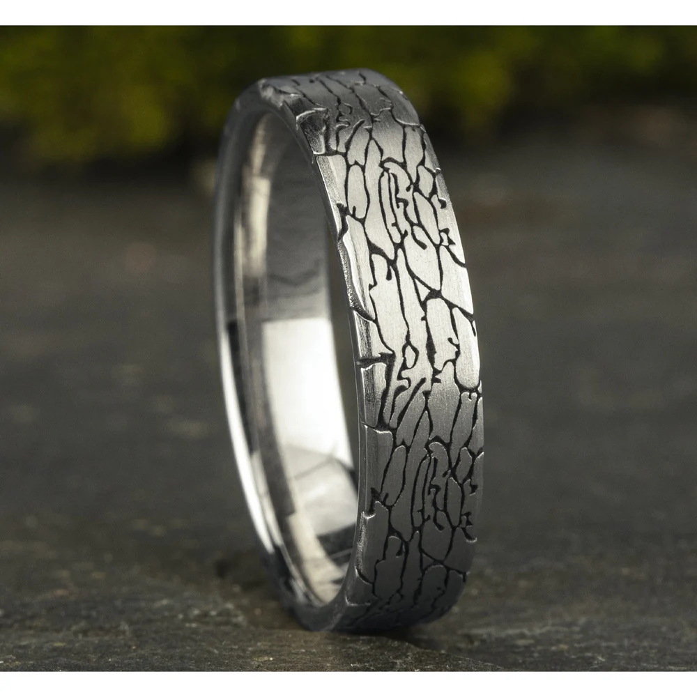The Avalon Men's Wedding Band in 14K White Gold - 5mm Width by Benchmark - Image 4