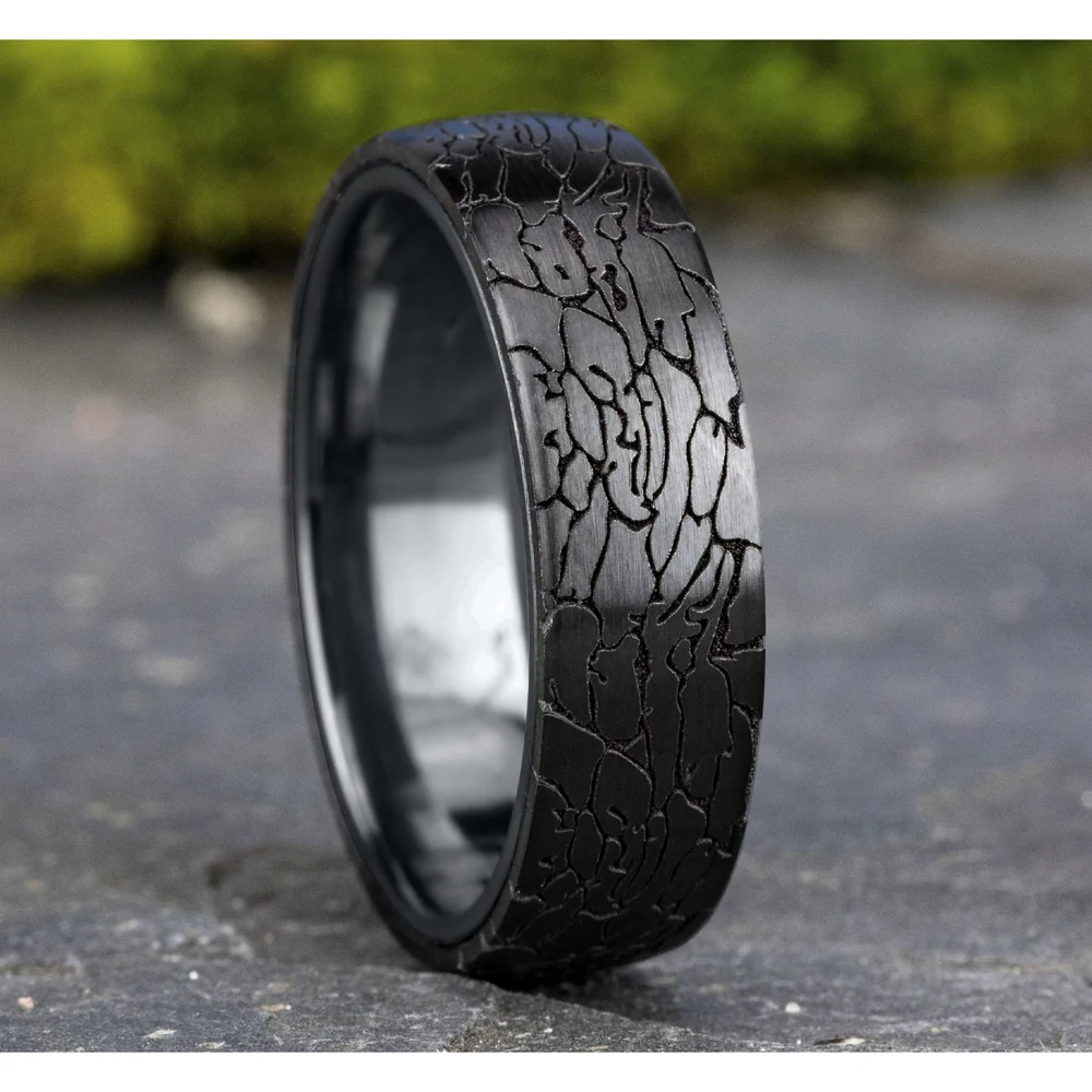 The Avalon Men's Wedding Band in Grey Tantalum and Black Titanium - 6.5mm Width by Tantalum - Image 4