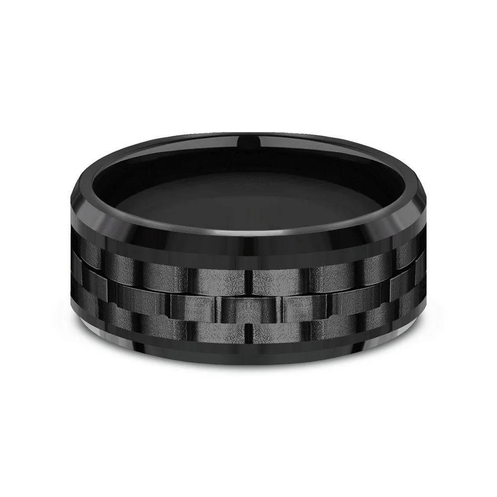 The Aviator Men's Wedding Band in Black Titanium - 9mm Width by Forge - Image 3