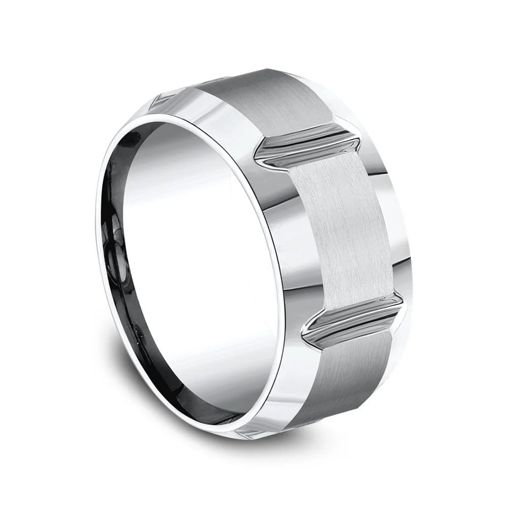 The Barbarian Men's Wedding Band in White Cobalt - 10mm Width by Forge - Image 2
