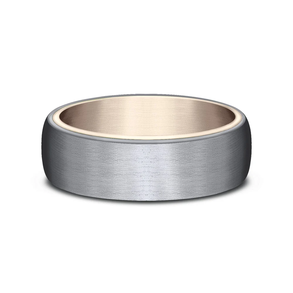 The Baron Men's Wedding Band in 14K Rose Gold and Grey Tantalum - 6.5mm Width by Ammara Stone - Image 3