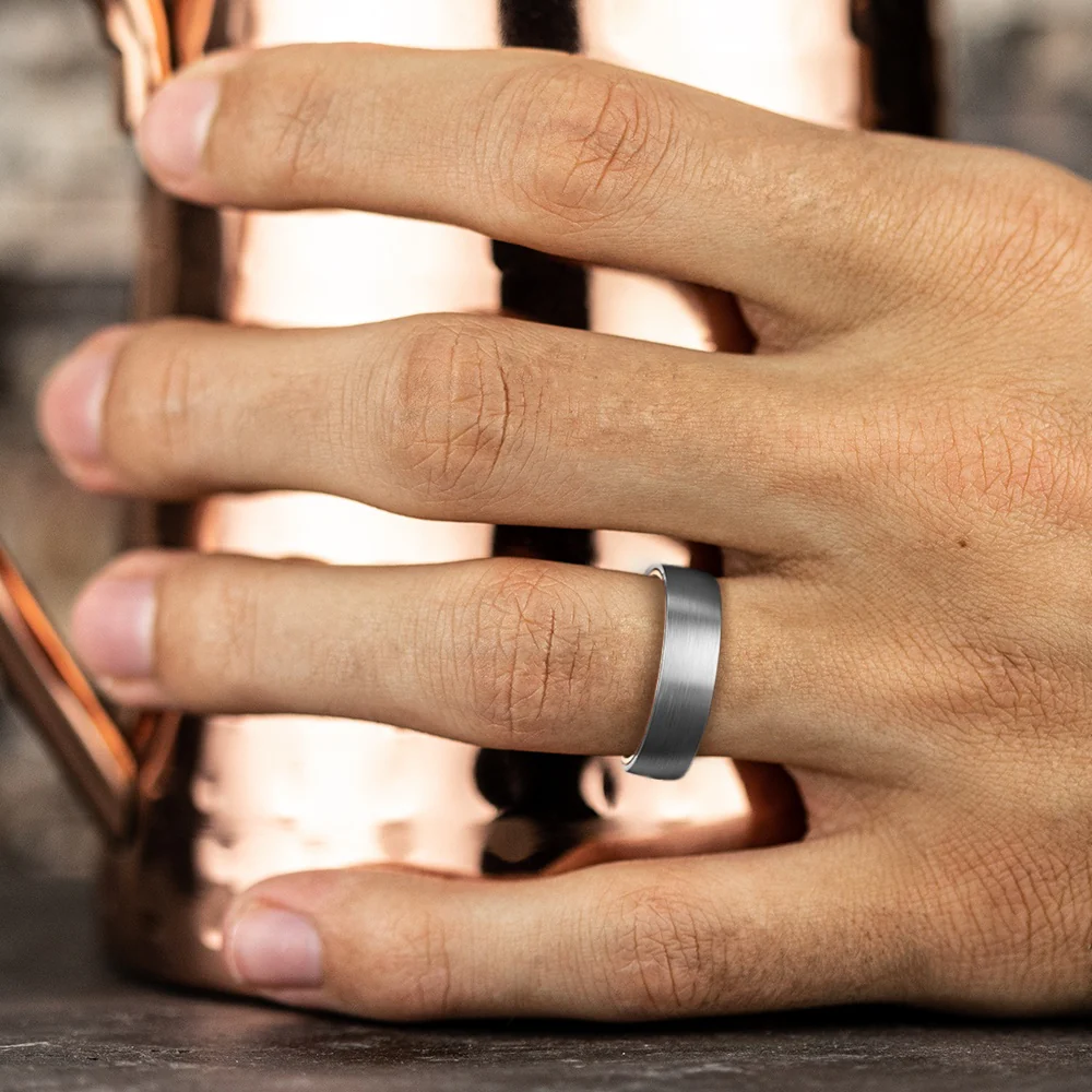 The Baron Men's Wedding Band in 14K Rose Gold and Grey Tantalum - 6.5mm Width by Ammara Stone - Image 5