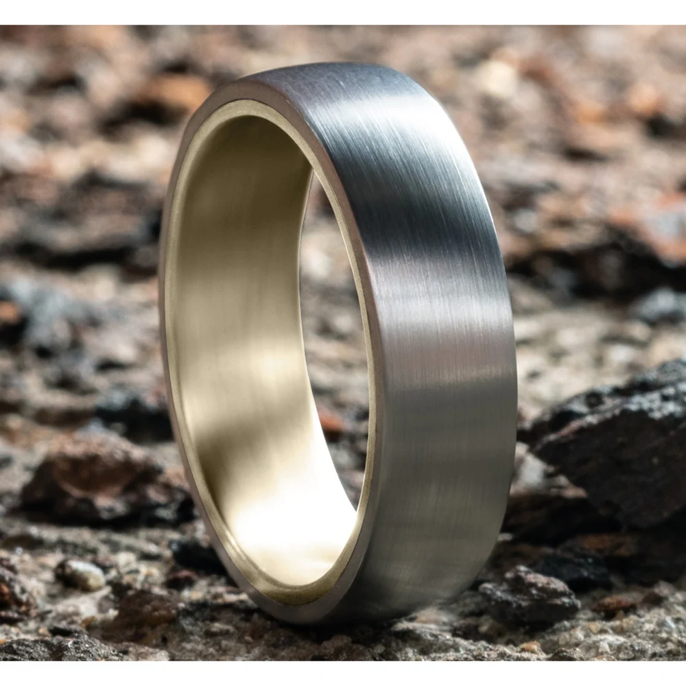 The Baron Men's Wedding Band in 14K Yellow and White Gold - 6.5mm Width by Benchmark - Image 4