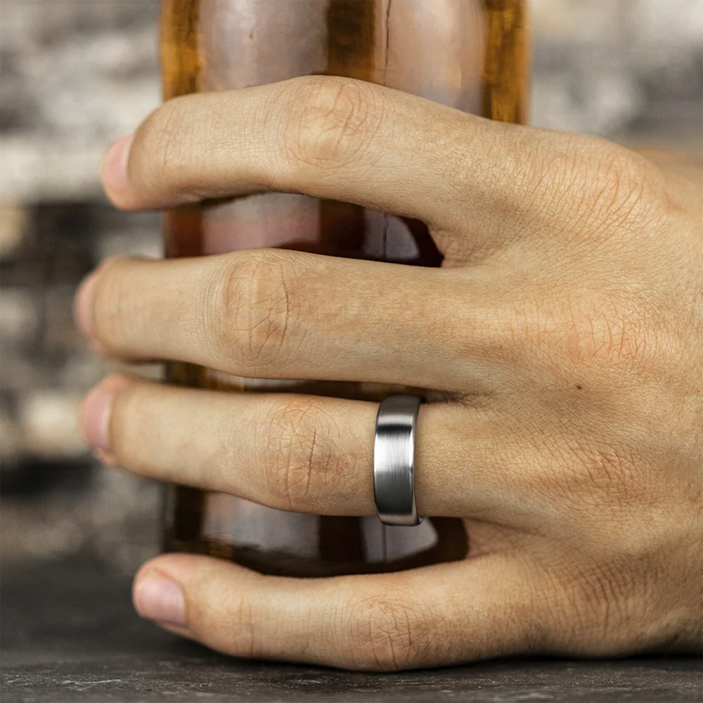The Baron Men's Wedding Band in White Cobalt - 7.5mm Width by Forge - Image 5