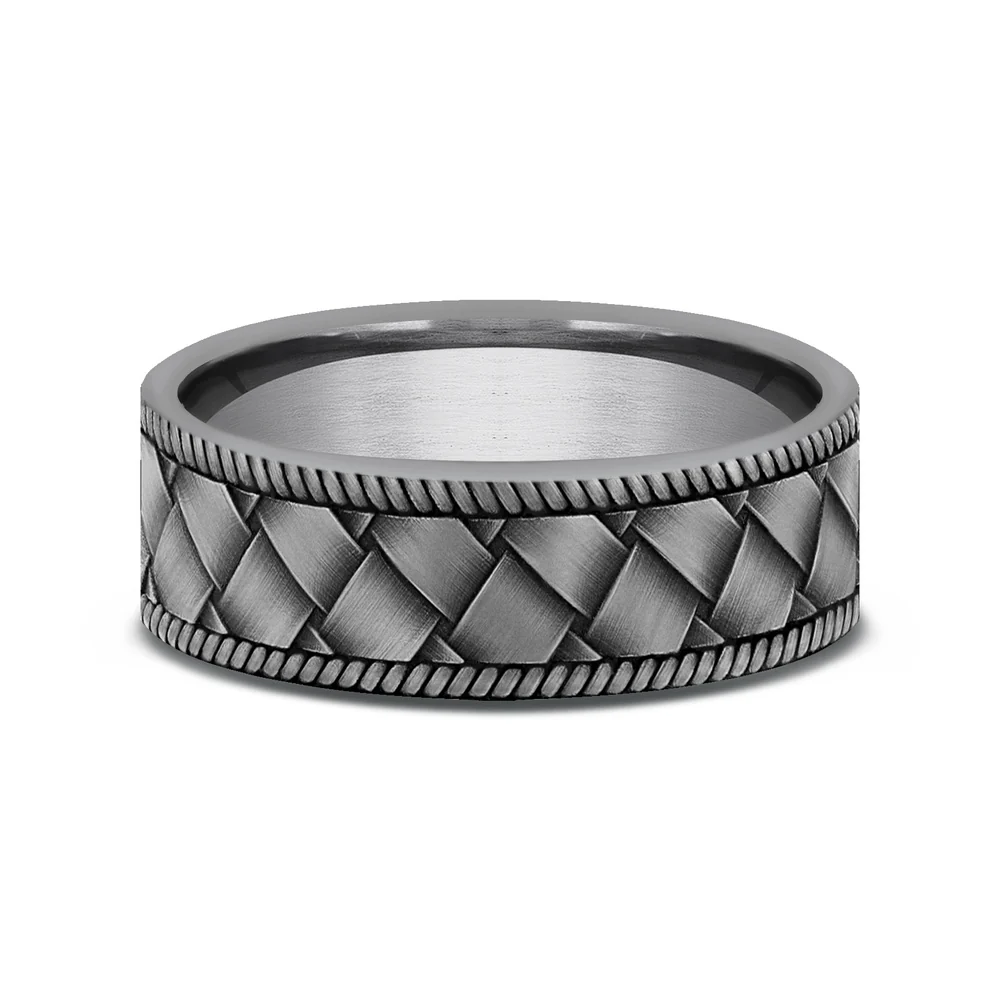 The Basket Men's Wedding Band in Grey Tantalum - 7mm Width by Tantalum - Image 3