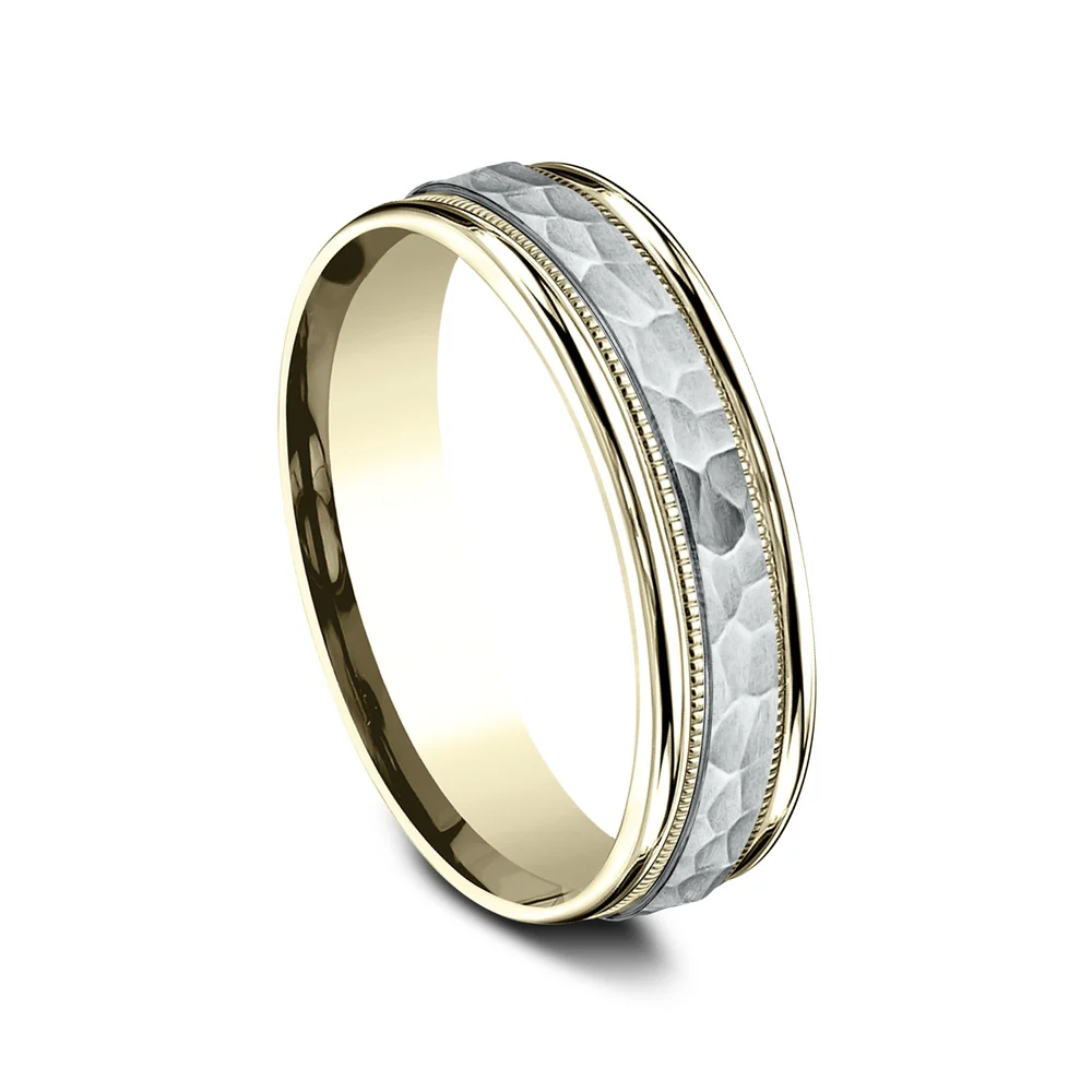 The Baxter Men's Wedding Band in 14K Yellow and White Gold - 6mm Width by Benchmark - Image 2