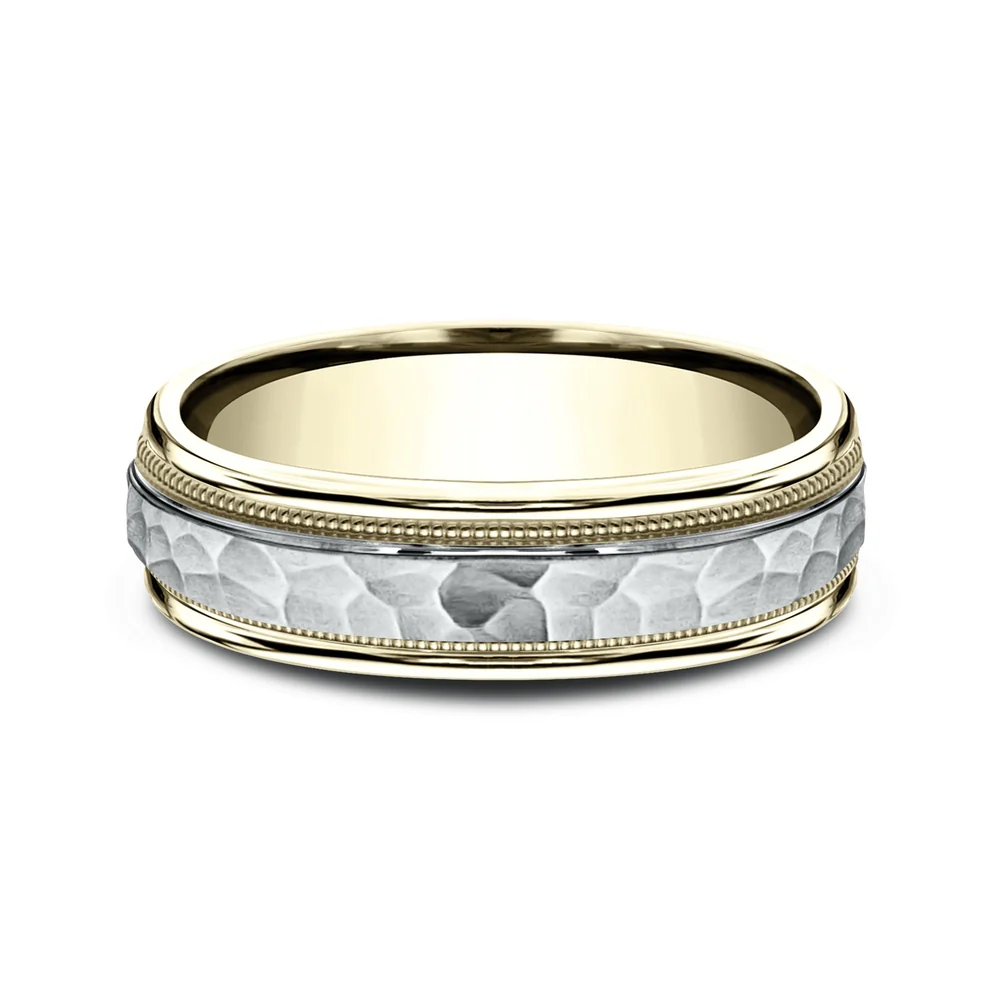 The Baxter Men's Wedding Band in 14K Yellow and White Gold - 6mm Width by Benchmark - Image 3