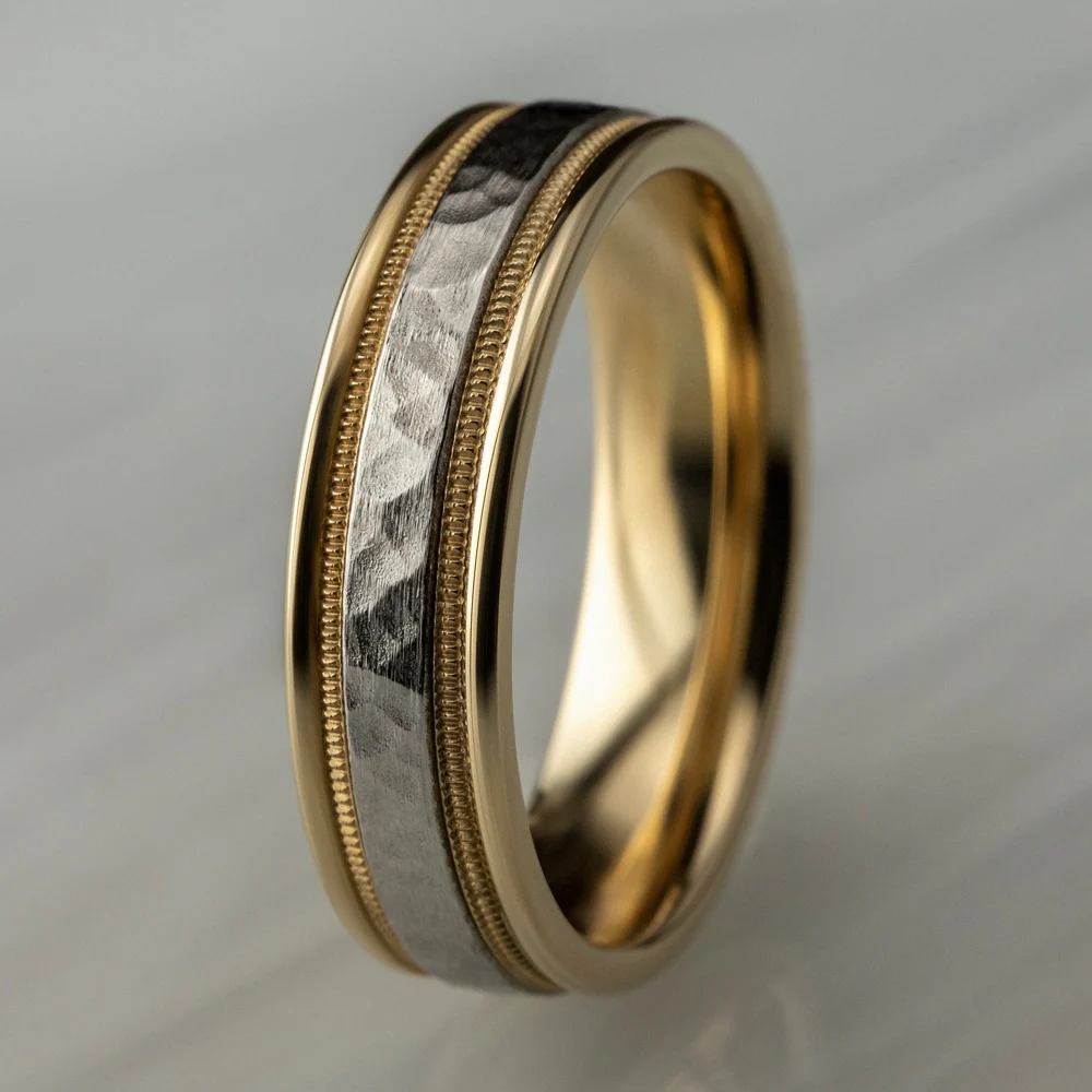 The Baxter Men's Wedding Band in 14K Yellow and White Gold - 6mm Width by Benchmark - Image 4