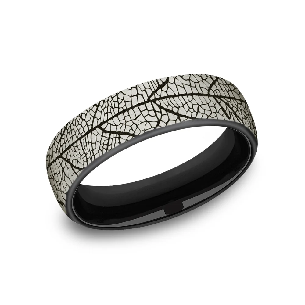 The Berkshire Men's Wedding Band in Grey/Black Titanium - 6.5mm Width by Forge